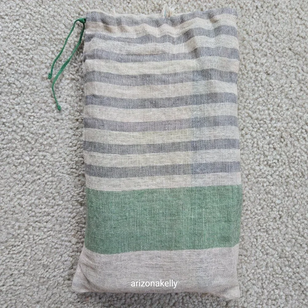 NWOT Linen Gudrun Sjödén Scarf Green Grey Sweden Scandinavian
